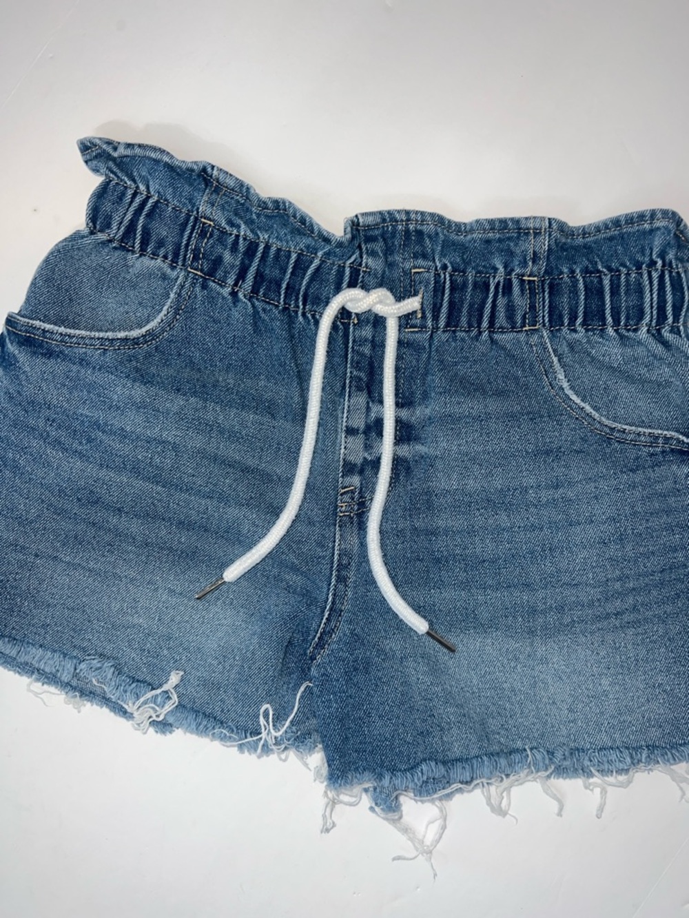 Wild Fable Blue Denim Paperbag Waist Shorts with White Drawstring size S